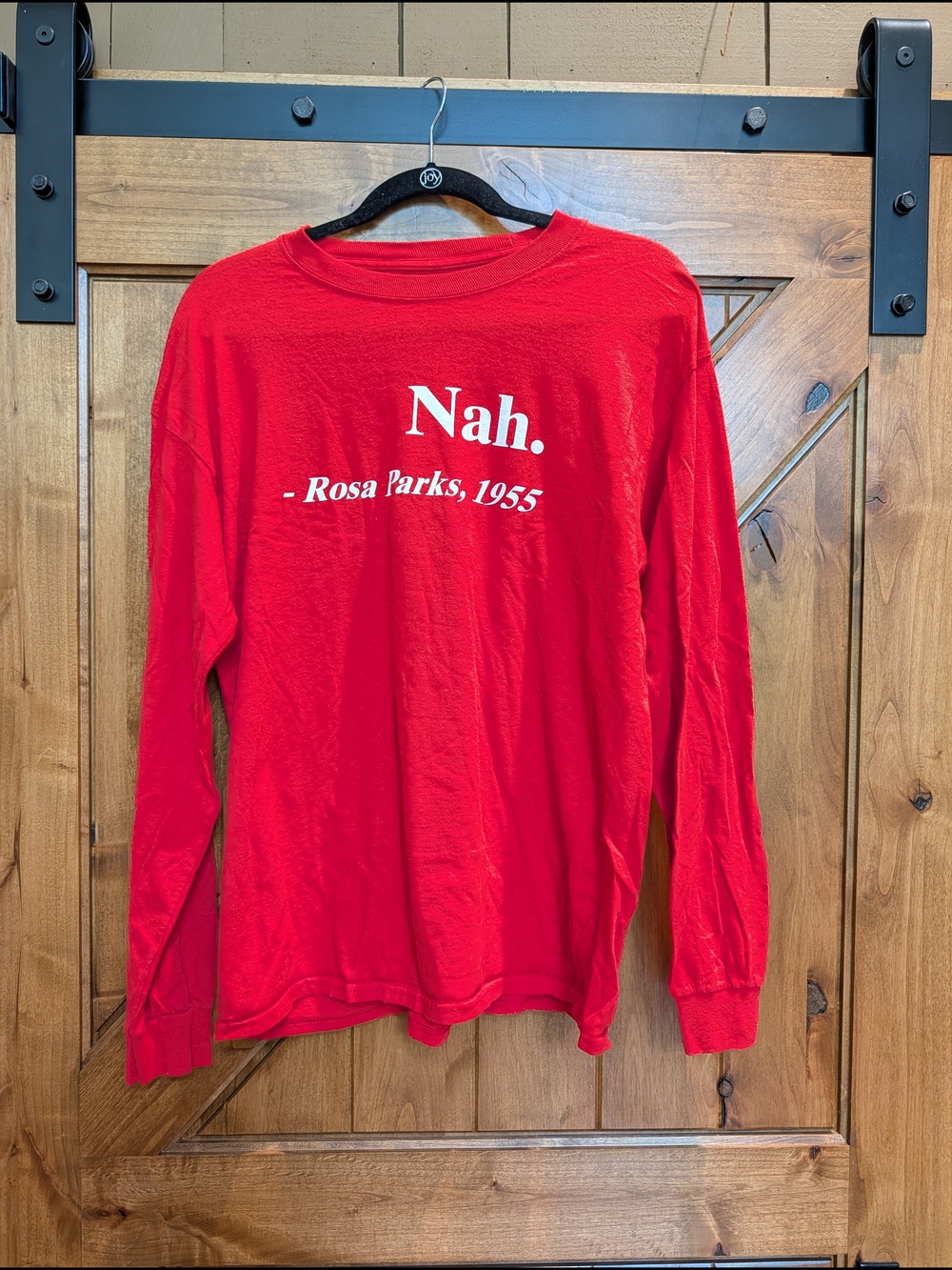 Red Long-Sleeve Graphic Tee - "Nah. - Rosa Parks, 1955"